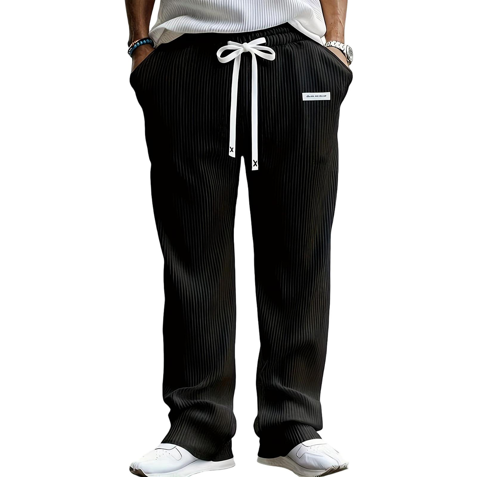 Mens Corduroy Casual Pants Fashion Loose Fit Wide Leg Pants Straight Sweatpants Elastic Waist Drawstring M чорний
Mens Corduroy Casual Pants Fashion Loose Fit Wide Leg Pants Straight Sweatpants Elastic Waist Drawstring M чорний