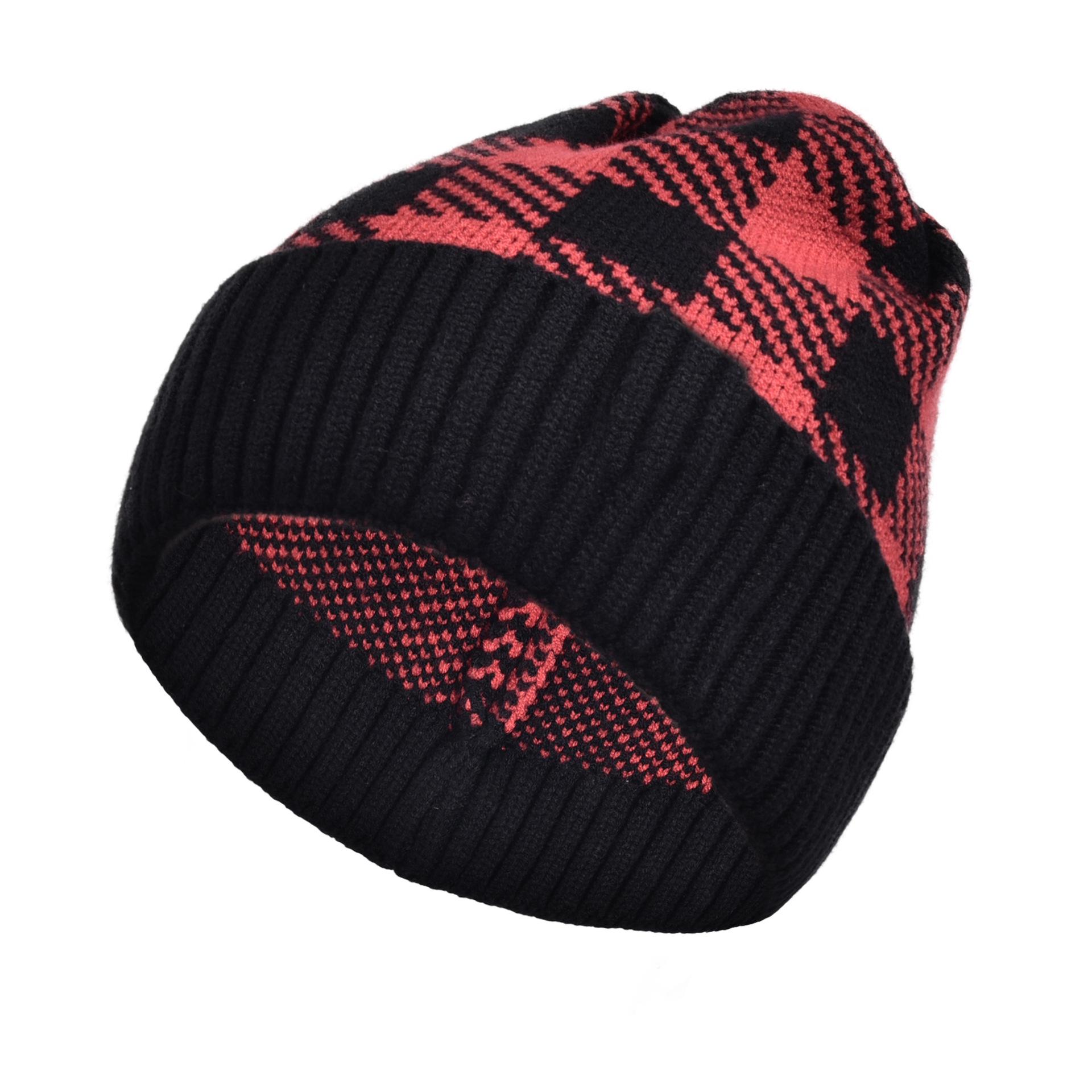 Набор из трех предметов: вязаная шапка в черно-красную клетку с отстегивающимся двойным помпоном для Рождества.
Набор из трех предметов: вязаная шапка в черно-красную клетку с отстегивающимся двойным помпоном для Рождества.