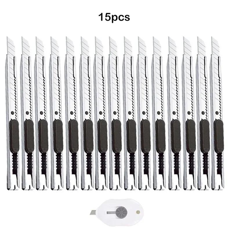 15 шт. Выдвижной нож из нержавеющей стали, Портативный нож, Хобби-нож, Нож для вскрытия коробок, Идеально подходит для резки дома
15 шт. Выдвижной нож из нержавеющей стали, Портативный нож, Хобби-нож, Нож для вскрытия коробок, Идеально подходит для резки дома