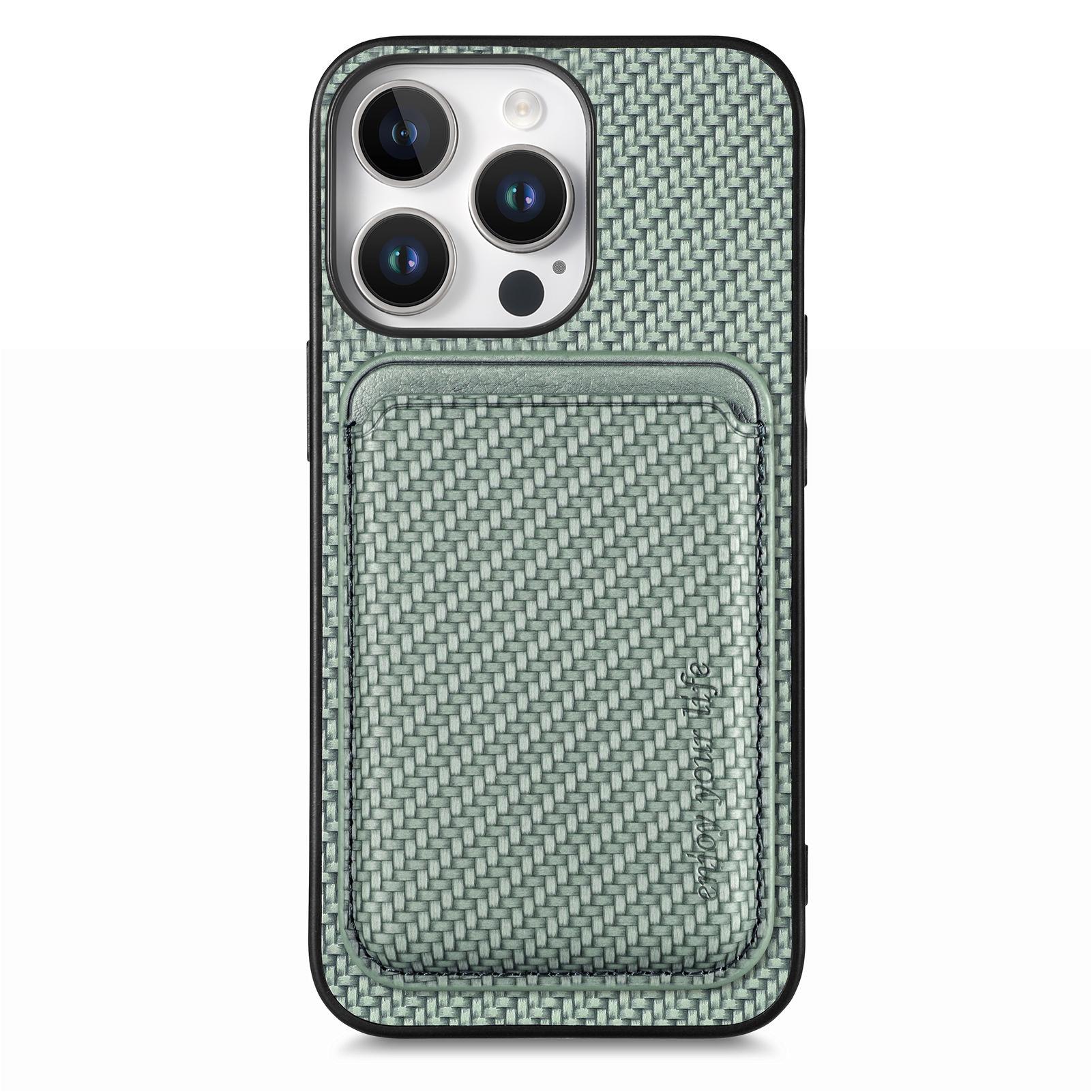 For iPhone 16 Pro Max Case Carbon Fiber Leather Back Cover with Detachable Card Bag Green
For iPhone 16 Pro Max Case Carbon Fiber Leather Back Cover with Detachable Card Bag Green