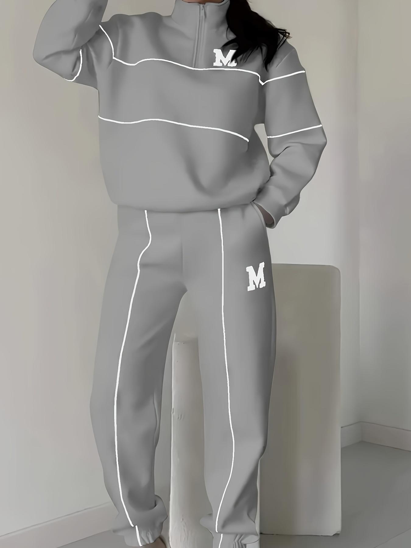 Women s Solid Color Stand Up Collar Sweatshirt with Lettering, Long Sleeved Pants, Zipper, Casual Sports Two-piece Set 3XL сірий колір
Women s Solid Color Stand Up Collar Sweatshirt with Lettering, Long Sleeved Pants, Zipper, Casual Sports Two-piece Set 3XL сірий колір