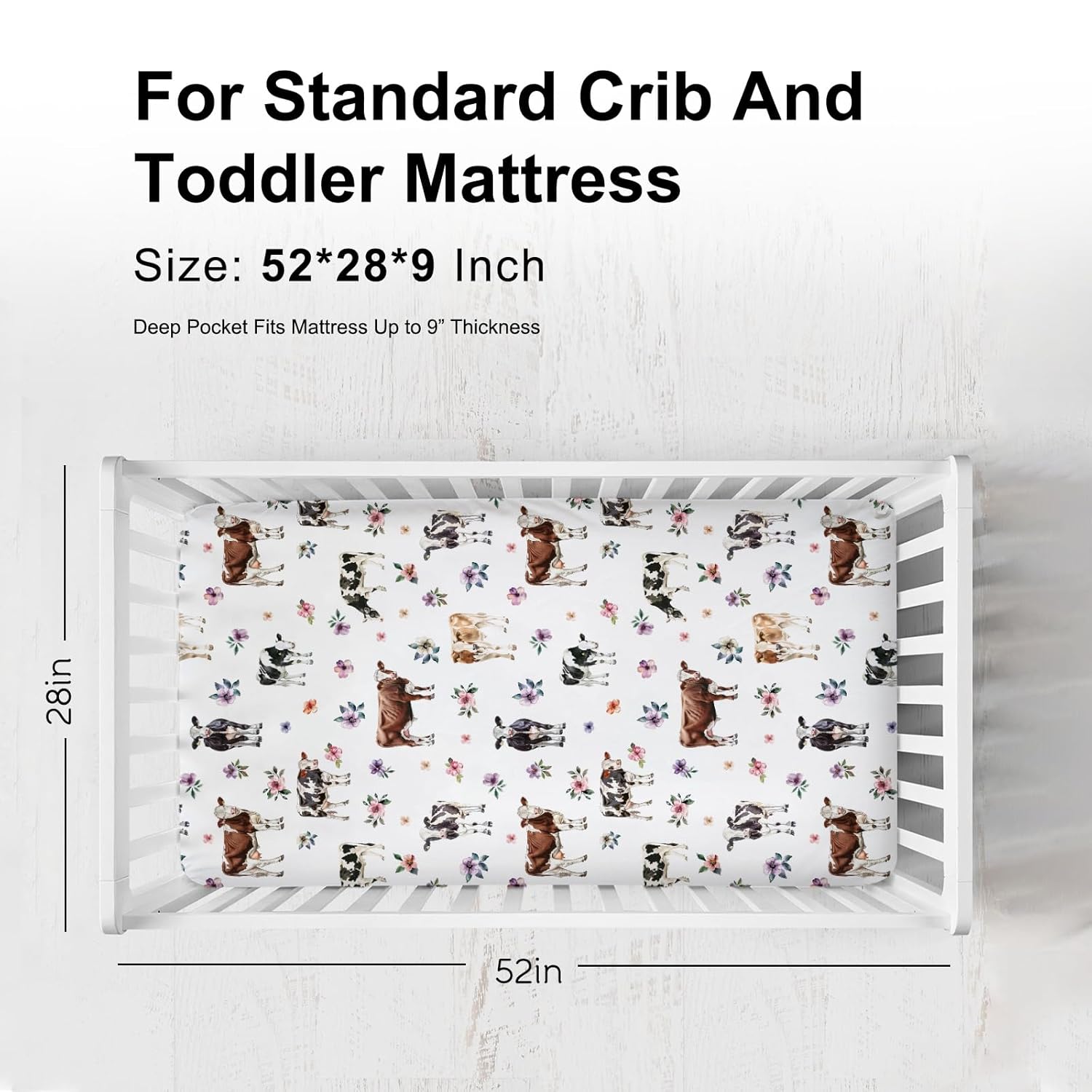 Watercolor Cow Boho Floral Baby Crib Sheets for Boy Girl 52 x28 Farm Cows Colorful Flowers Leaves Crib Mattress Cover Soft Breathable Unisex Baby One size
Watercolor Cow Boho Floral Baby Crib Sheets for Boy Girl 52 x28 Farm Cows Colorful Flowers Leaves Crib Mattress Cover Soft Breathable Unisex Baby One size