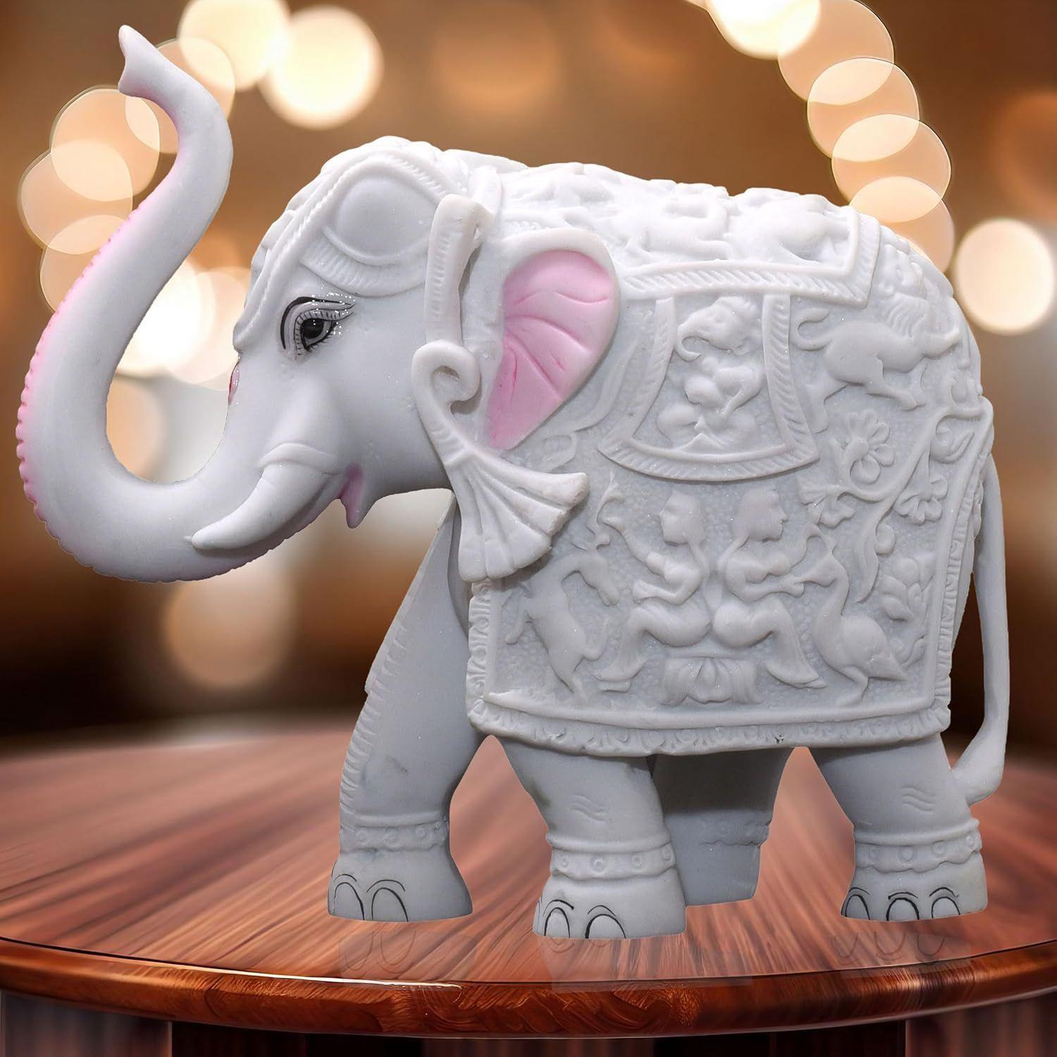 Elephant Showpiece Big Size Marble Resin Aesthetic Statue Decorative Item for Home, 4x5 inch Elephant Decor for Home Vastu, Shelf (4 x 5 inch)
Elephant Showpiece Big Size Marble Resin Aesthetic Statue Decorative Item for Home, 4x5 inch Elephant Decor for Home Vastu, Shelf (4 x 5 inch)