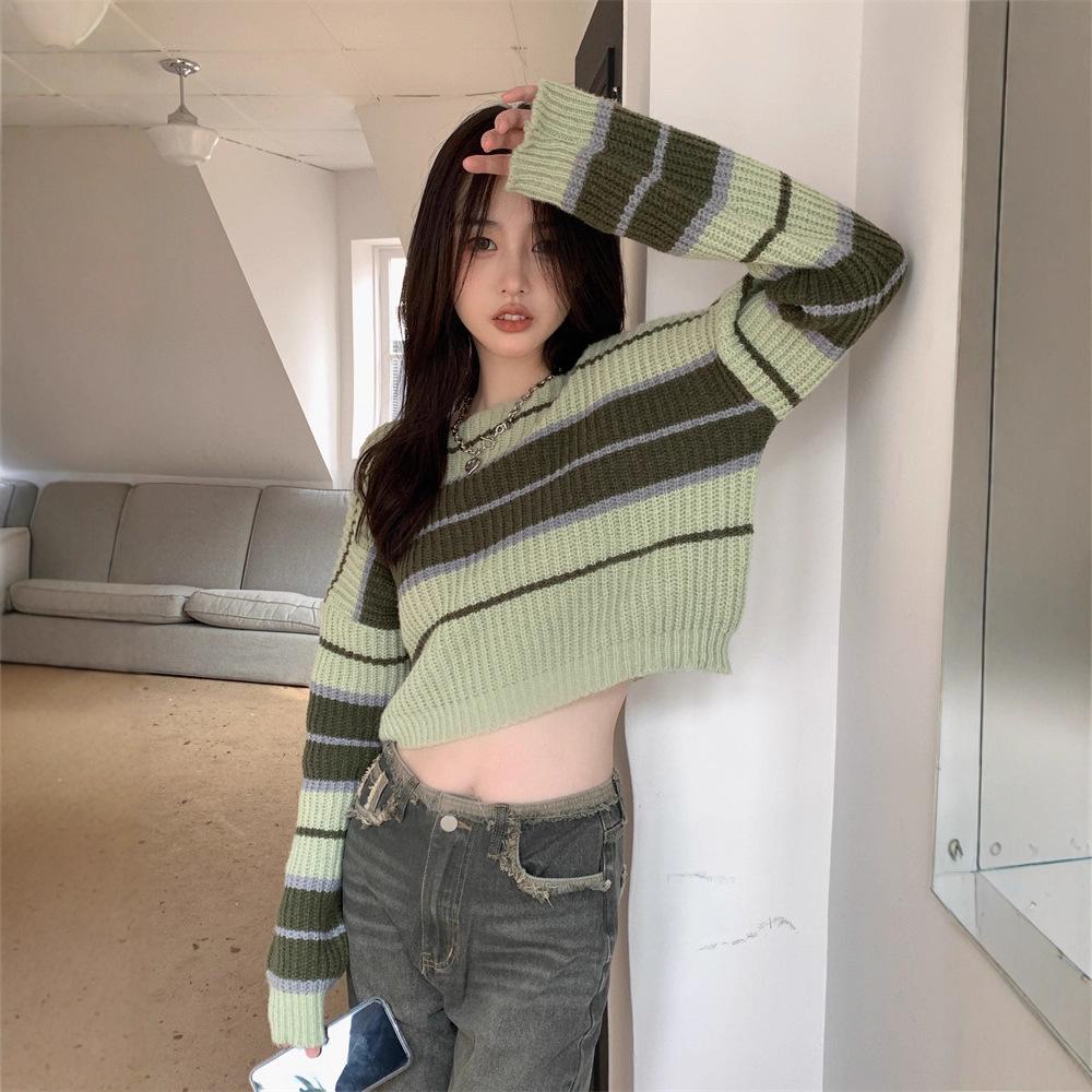 Autumn and winter striped pullover women s autumn new lazy wind long-sleeved short knitted sweater niche one size fits all зелений
Autumn and winter striped pullover women s autumn new lazy wind long-sleeved short knitted sweater niche one size fits all зелений