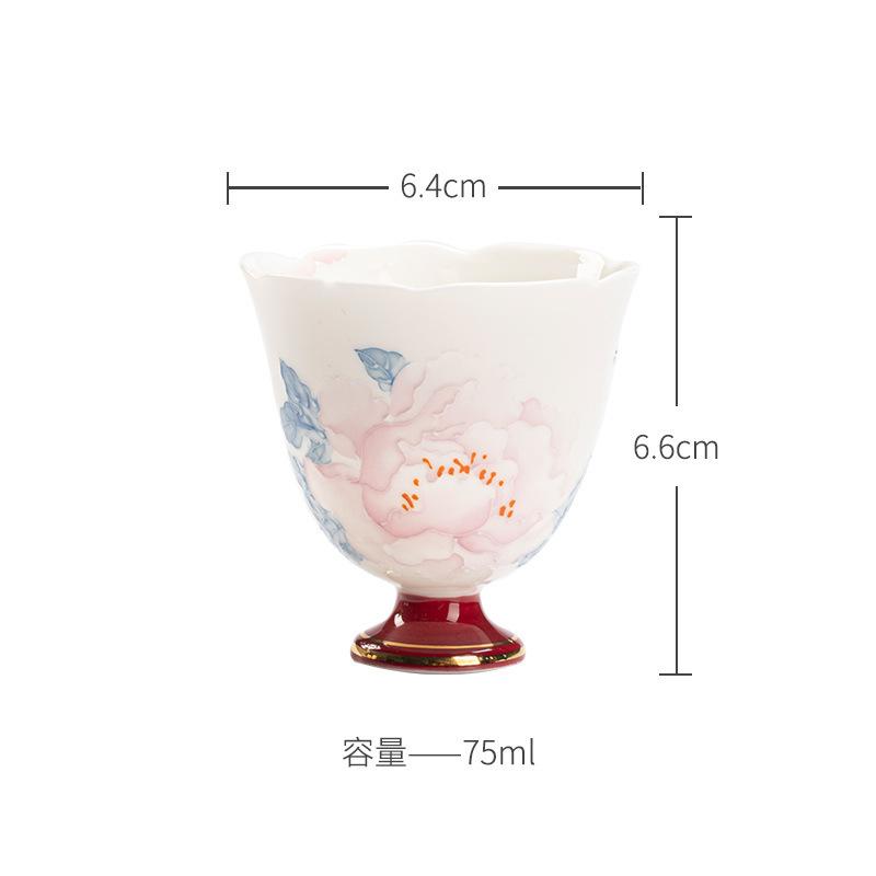 75ml Handmade Flower Mouth Large Master Cup Hand Drawn Stacked Peony Tea Cup High End Gold Plated Tea Cup Kung Fu Tea Supplies
75ml Handmade Flower Mouth Large Master Cup Hand Drawn Stacked Peony Tea Cup High End Gold Plated Tea Cup Kung Fu Tea Supplies