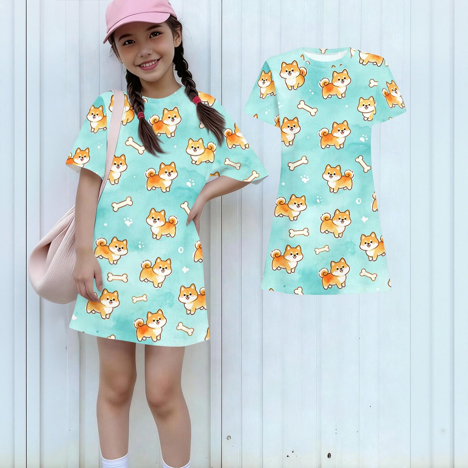 Girls Loose Fit Short Sleeve Dress Animal Print Round Neck Casual Lightweight Summer Dress for Kids 120 циан
Girls Loose Fit Short Sleeve Dress Animal Print Round Neck Casual Lightweight Summer Dress for Kids 120 циан