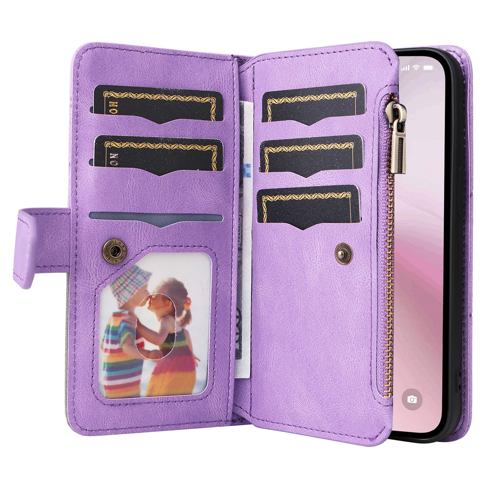 For iPhone 16e Leather Case with Strap Zipper 9 Card Slot Phone Cover Stand Light Purple
For iPhone 16e Leather Case with Strap Zipper 9 Card Slot Phone Cover Stand Light Purple