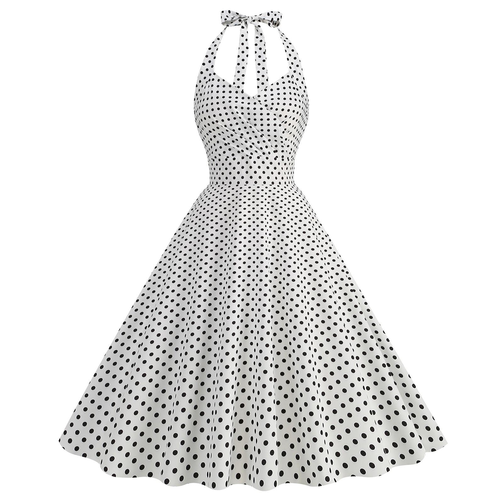 Women s Fashion Casual Slim Retro Hanging Neck Pleated Polka Dot Printed Swing Dresses XL білий
Women s Fashion Casual Slim Retro Hanging Neck Pleated Polka Dot Printed Swing Dresses XL білий