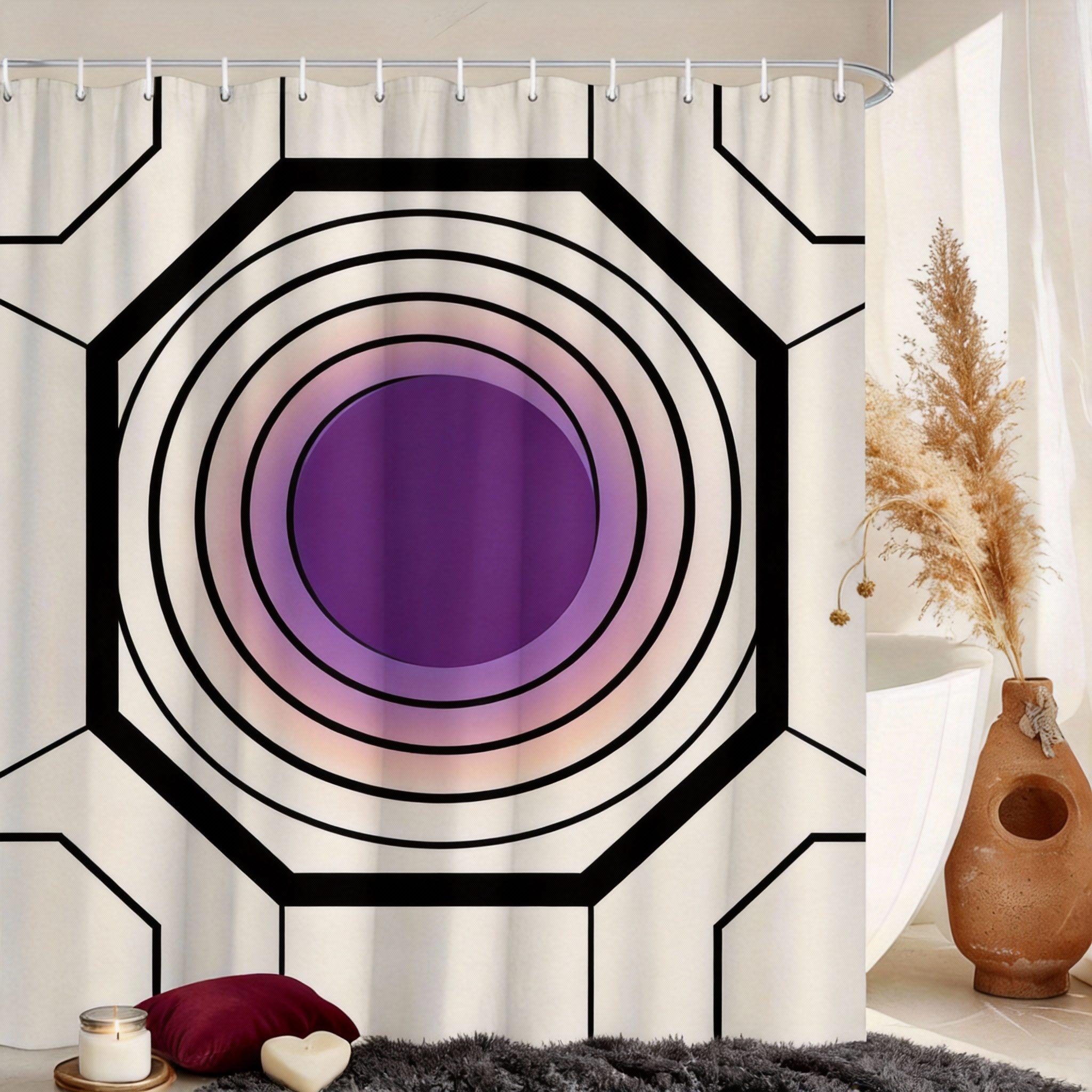 Mid-Century Modern Shower Curtain Geometric Lines And Brown Circles Print Polyester Bath Curtain With 12 Hooks For Retro Decor W60H190(CM)-1 Pcs
Mid-Century Modern Shower Curtain Geometric Lines And Brown Circles Print Polyester Bath Curtain With 12 Hooks For Retro Decor W60H190(CM)-1 Pcs