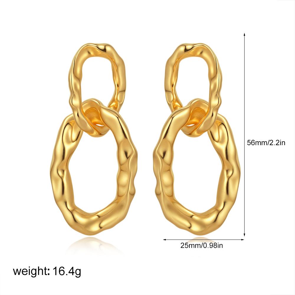 Vintage Gold Color Double Circle Dangle Earrings Waterproof Link-shape Lava Textured Huggie Large Ear Stud Statement Zircon
Vintage Gold Color Double Circle Dangle Earrings Waterproof Link-shape Lava Textured Huggie Large Ear Stud Statement Zircon