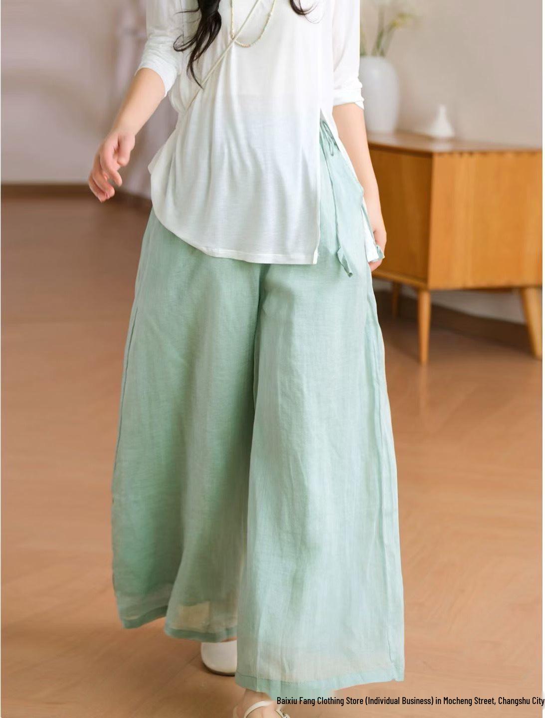 Spring 2026 Wide-Leg Linen Pants: Elastic Waist, Tassel Detail, Double-Layer, Solid Color, Versatile and Casual One Size
Spring 2026 Wide-Leg Linen Pants: Elastic Waist, Tassel Detail, Double-Layer, Solid Color, Versatile and Casual One Size