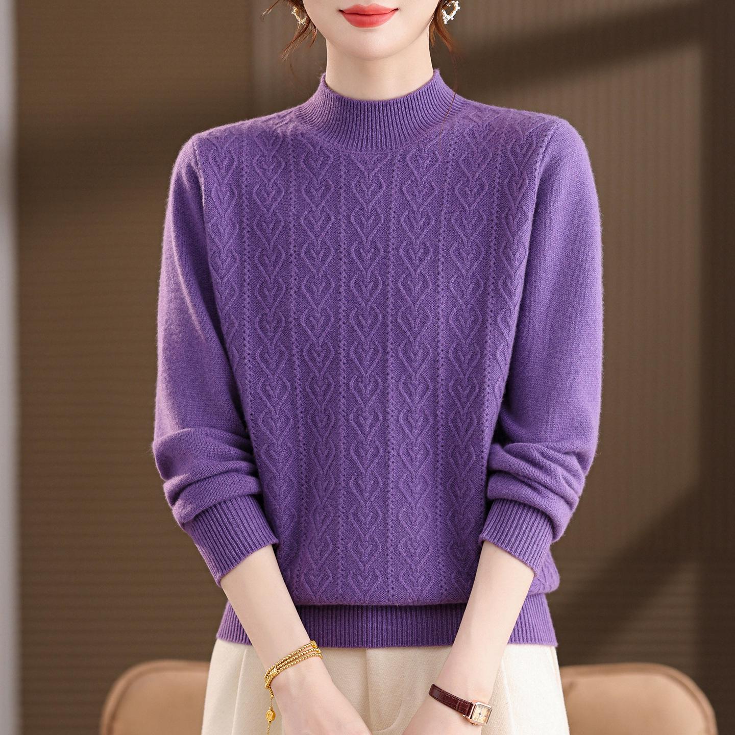 Жіночий светр 100% чиста вовна з напіввисоким коміром – Потовщений кашеміровий в язаний виріб для осені/зими 3XL (67.5-72.5 kg) фіолетовий
Жіночий светр 100% чиста вовна з напіввисоким коміром – Потовщений кашеміровий в язаний виріб для осені/зими 3XL (67.5-72.5 kg) фіолетовий