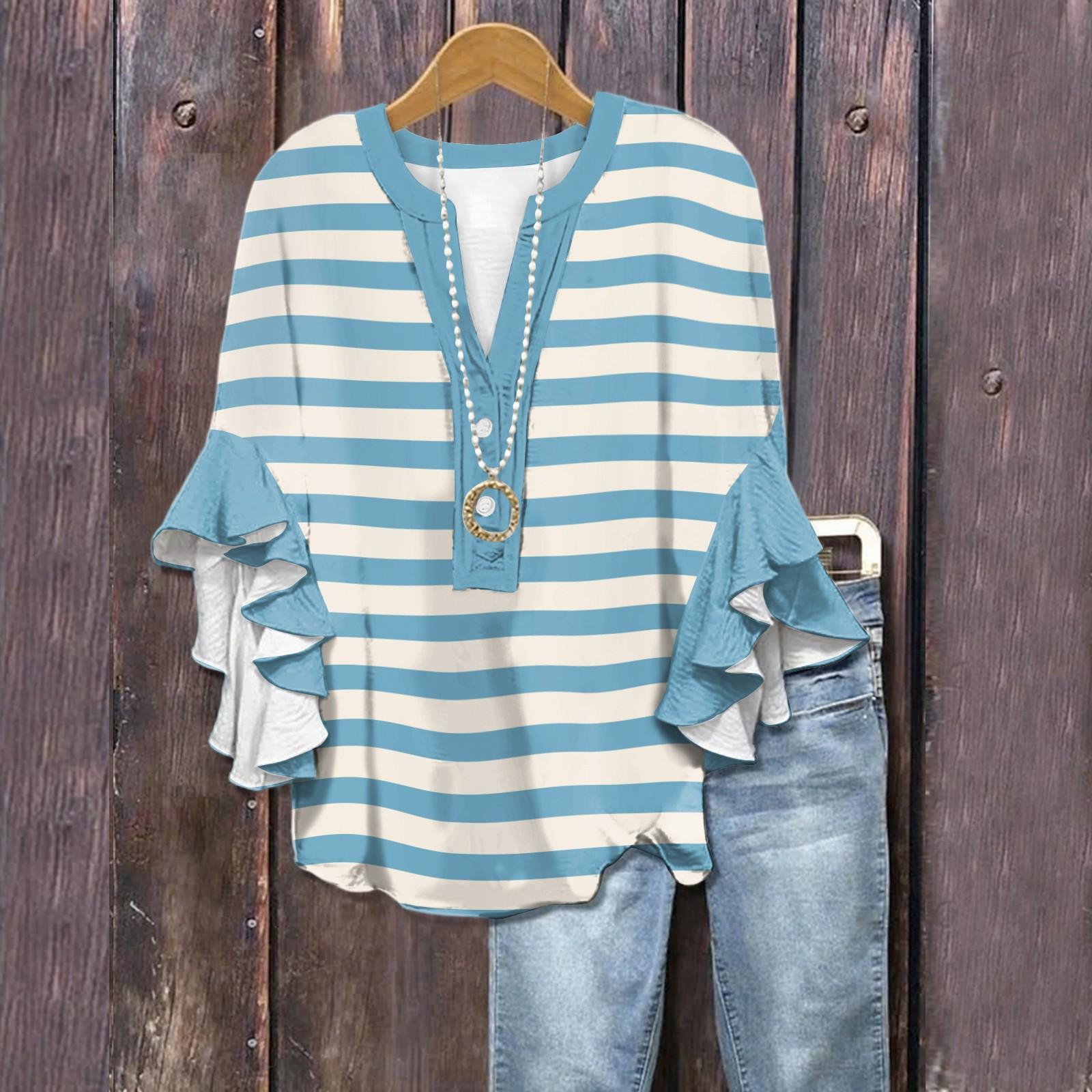 Summer Tops For Women Cute V Neck 3/4 Sleeve Blouses Print Top Casual Shirts M синій
Summer Tops For Women Cute V Neck 3/4 Sleeve Blouses Print Top Casual Shirts M синій