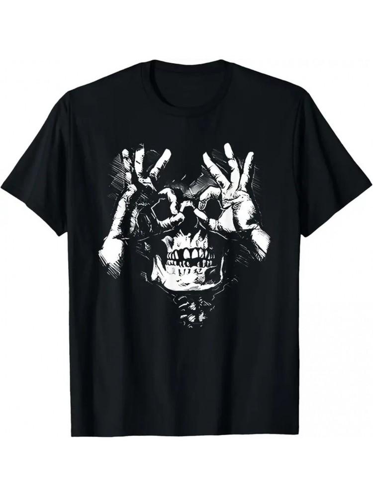 Men#039;s Graphic TShirt Black with White Skull and Hand Gesture Design Unisex T-Shirt S
Men#039;s Graphic TShirt Black with White Skull and Hand Gesture Design Unisex T-Shirt S
