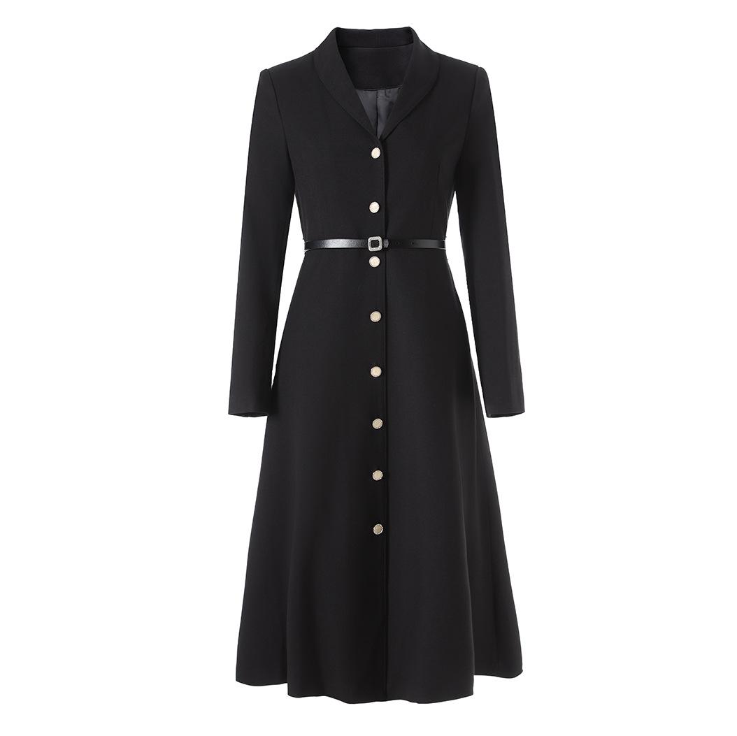 Elegant Wool-Tencel Lapel Suit Dress with Tie-Waist for Autumn/Winter Large чорний
Elegant Wool-Tencel Lapel Suit Dress with Tie-Waist for Autumn/Winter Large чорний