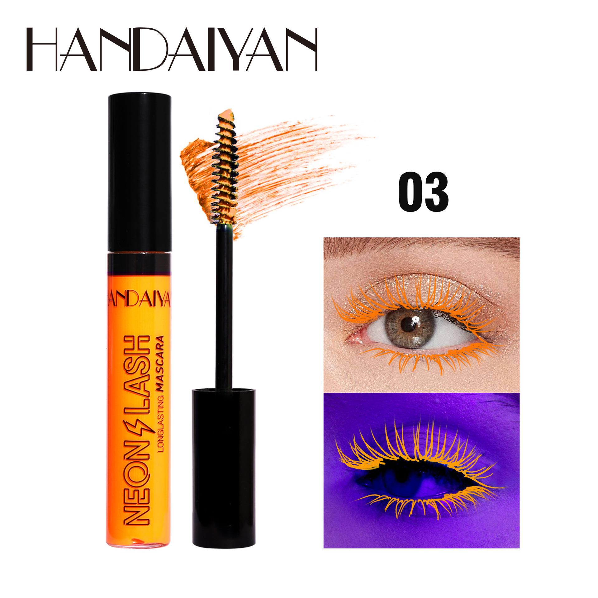 HANDAIYAN флуоресцентная тушь для ресниц, красочная, длинная, водонепроницаемая и долговечная, не цветет 03