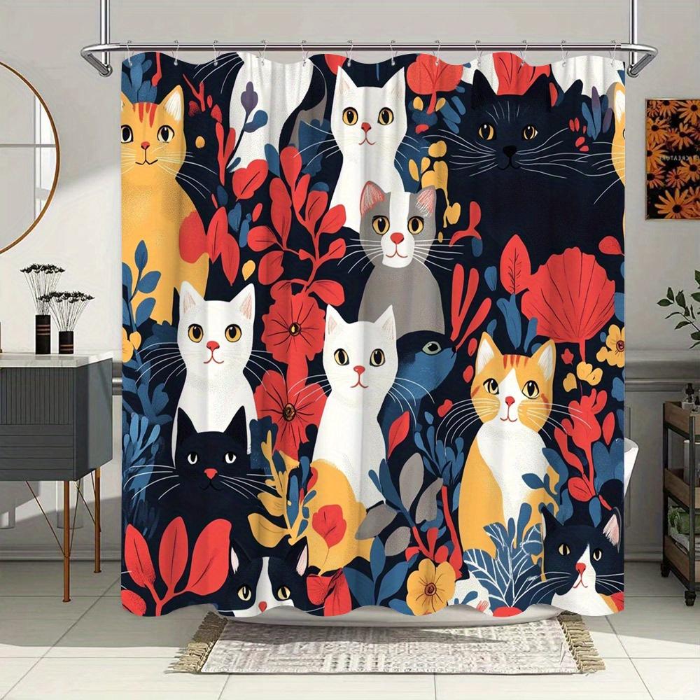 Colorful Cats And Flowers Waterproof Shower Curtain For Modern Bathroom Decor, Stylish And Durable, Perfect For Home Use W60H190(CM)-1 Pcs
Colorful Cats And Flowers Waterproof Shower Curtain For Modern Bathroom Decor, Stylish And Durable, Perfect For Home Use W60H190(CM)-1 Pcs