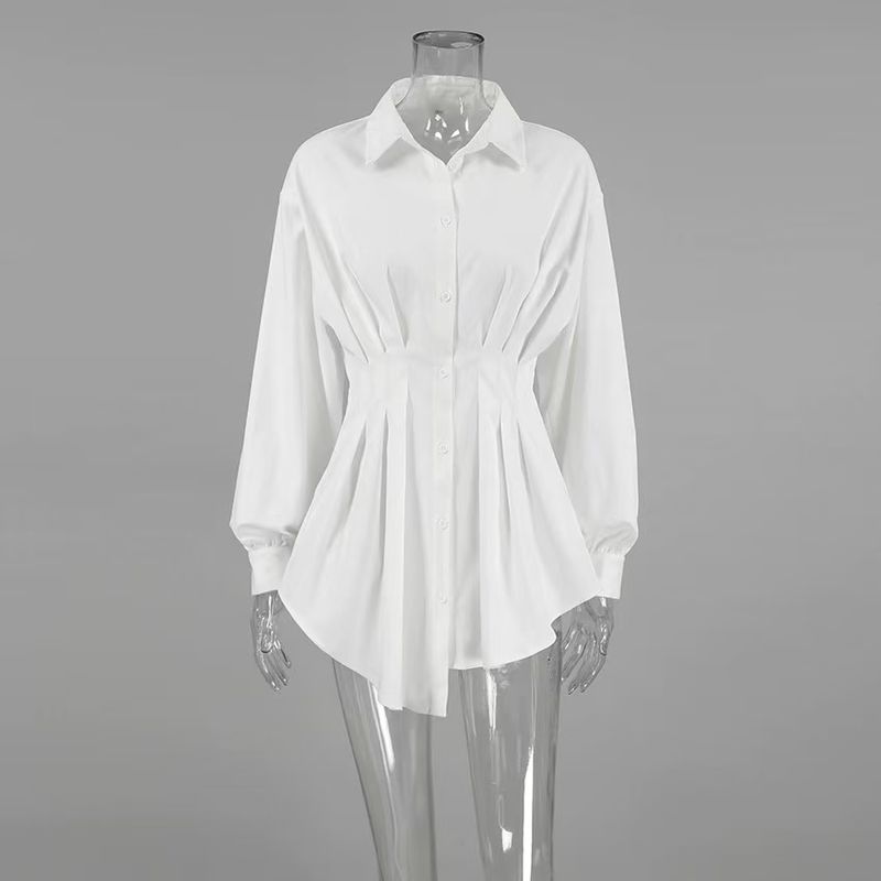 French Fashion Silm Cinched Pleated Lapel Temperament Shirt Pleated Waist Cinching Shirt White L
French Fashion Silm Cinched Pleated Lapel Temperament Shirt Pleated Waist Cinching Shirt White L
