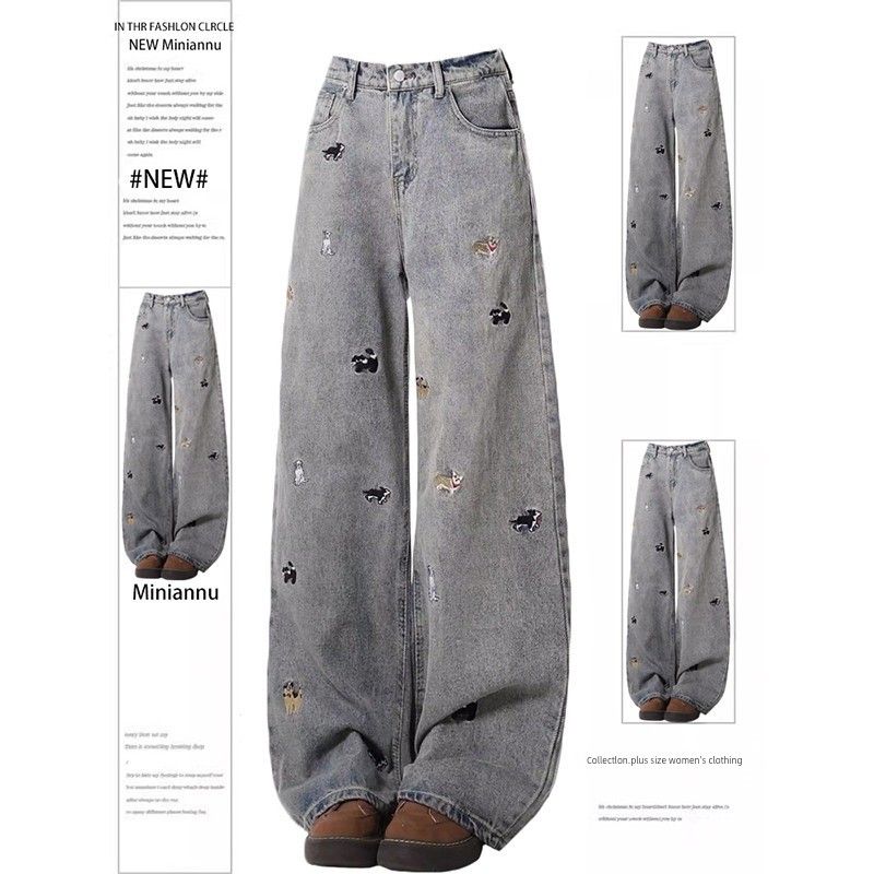 Plus-Size Women s Fashion Black Wide-Leg Jeans with Dog Embroidery, High-Waisted Straight-Leg Pants for Students Retro Blue 2XL
Plus-Size Women s Fashion Black Wide-Leg Jeans with Dog Embroidery, High-Waisted Straight-Leg Pants for Students Retro Blue 2XL