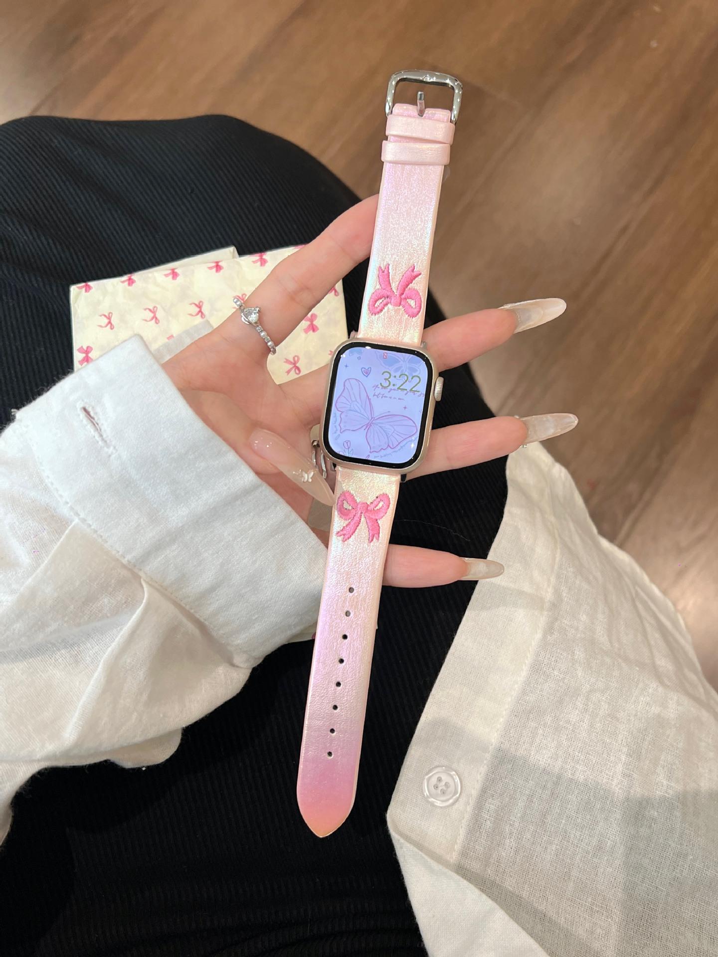 Mermaid Gradient Bow Leather Strap for Apple Watch Series 9-5 42/44/45/49 mm
Mermaid Gradient Bow Leather Strap for Apple Watch Series 9-5 42/44/45/49 mm