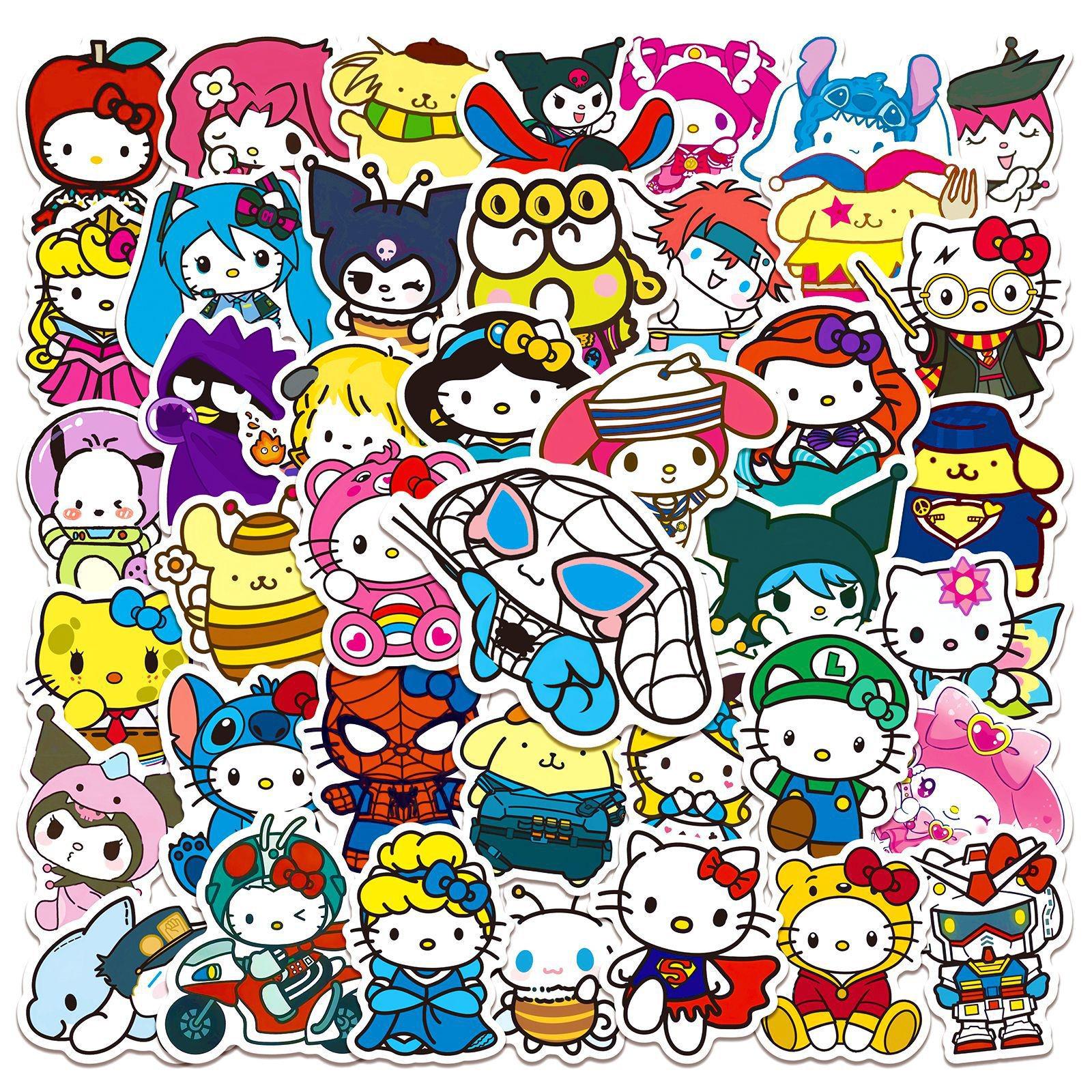 50 Hello Kitty, Kuromi, and My Melody Cute Sticker Sheets for Laptop, Water Bottle, Suitcase, and Diary.
50 Hello Kitty, Kuromi, and My Melody Cute Sticker Sheets for Laptop, Water Bottle, Suitcase, and Diary.