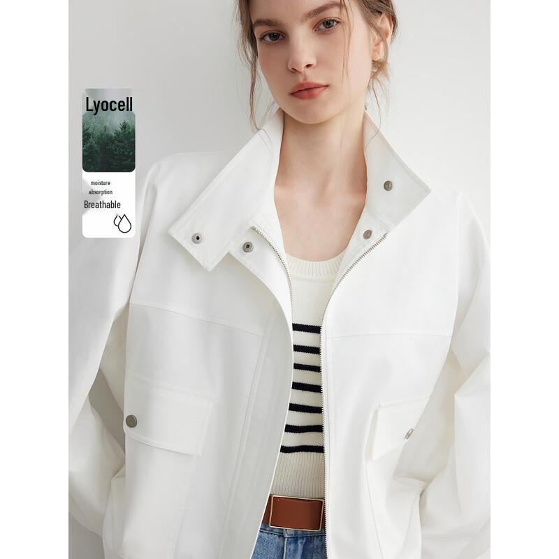 ELLE White Utility Style Stand Collar Jacket L
ELLE White Utility Style Stand Collar Jacket L