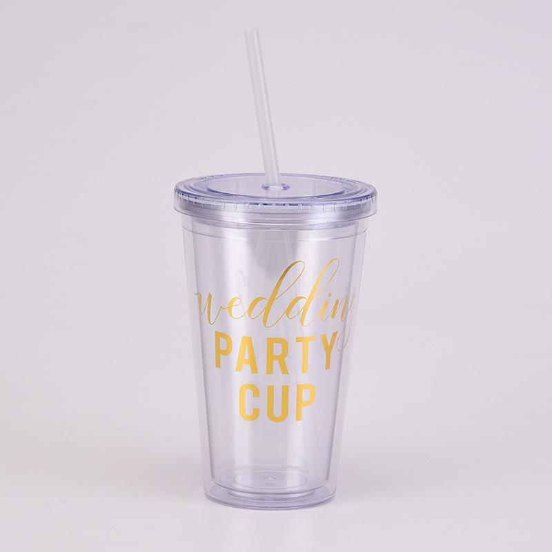 Gifts Wedding Water Cup 16Oz Double Layer Plastic Straw Cup Transparent Simple Sequin Plastic Cup Female 450ml
Gifts Wedding Water Cup 16Oz Double Layer Plastic Straw Cup Transparent Simple Sequin Plastic Cup Female 450ml
