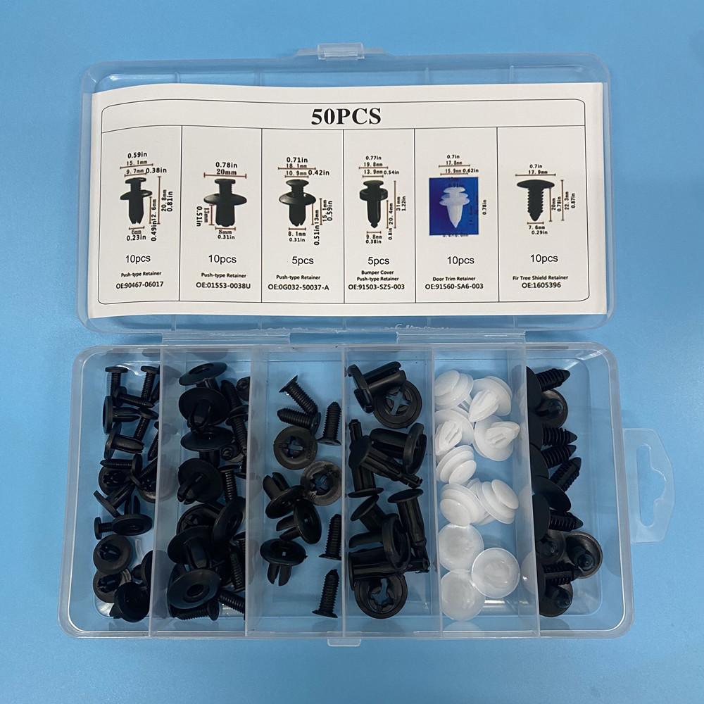 415-50 Pcs Car Bumper Retainer Clips Fender Hole Rivets Universal Door Trim Panel Fastener clips Screw Mix Size Auto Tool
415-50 Pcs Car Bumper Retainer Clips Fender Hole Rivets Universal Door Trim Panel Fastener clips Screw Mix Size Auto Tool