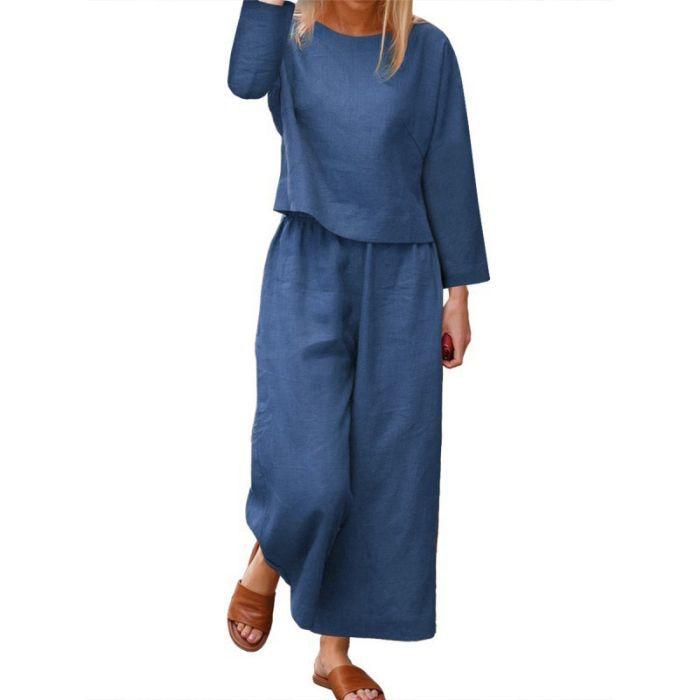 Spring new loose top wide-leg trousers set women s casual and thin solid color two-piece set women 2XL Темно-синій
Spring new loose top wide-leg trousers set women s casual and thin solid color two-piece set women 2XL Темно-синій