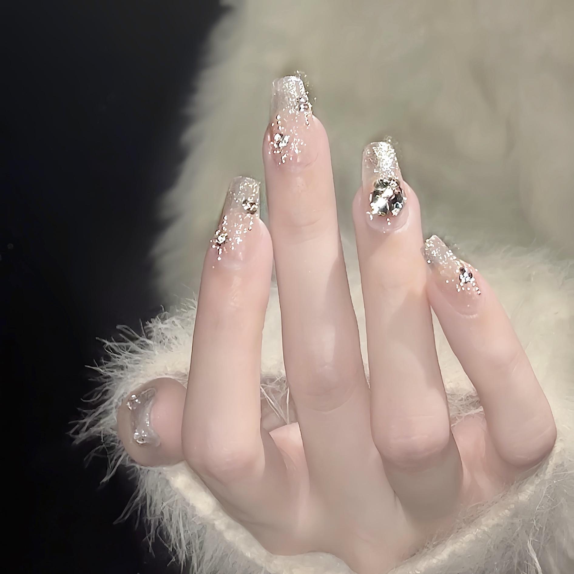 Handmade Glitter False Nails with Rhinestones & Pearls Extra Small 
Handmade Glitter False Nails with Rhinestones & Pearls Extra Small