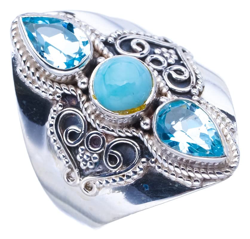 STARGEMS ® Кольцо из серебра 925 пробы с натуральным ларимаром и голубым топазом ручной работы 9,75 F0896
STARGEMS ® Кольцо из серебра 925 пробы с натуральным ларимаром и голубым топазом ручной работы 9,75 F0896