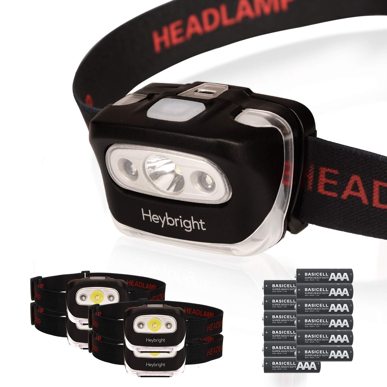 Heybright LED Headlamp with Red Safety 8 Lighting 300 Lumens for Adults and 12 AAA Batteries Pack of 4 Light, Modes, Kids, Included,
Heybright LED Headlamp with Red Safety 8 Lighting 300 Lumens for Adults and 12 AAA Batteries Pack of 4 Light, Modes, Kids, Included,