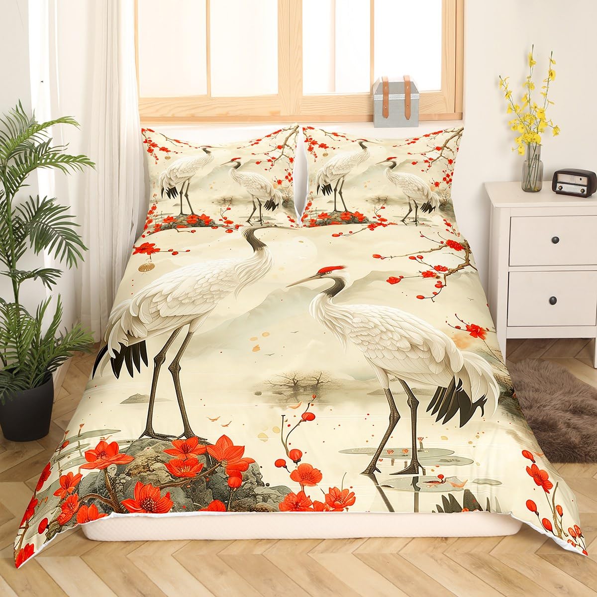 White Crane Down Duvet Cover Queen King Size Wild Bird Animal Bedding Set Ink Painting Quilt Cover Trees Branches Plants 3 Pcs EU Double(200*200cm)3pcs
White Crane Down Duvet Cover Queen King Size Wild Bird Animal Bedding Set Ink Painting Quilt Cover Trees Branches Plants 3 Pcs EU Double(200*200cm)3pcs