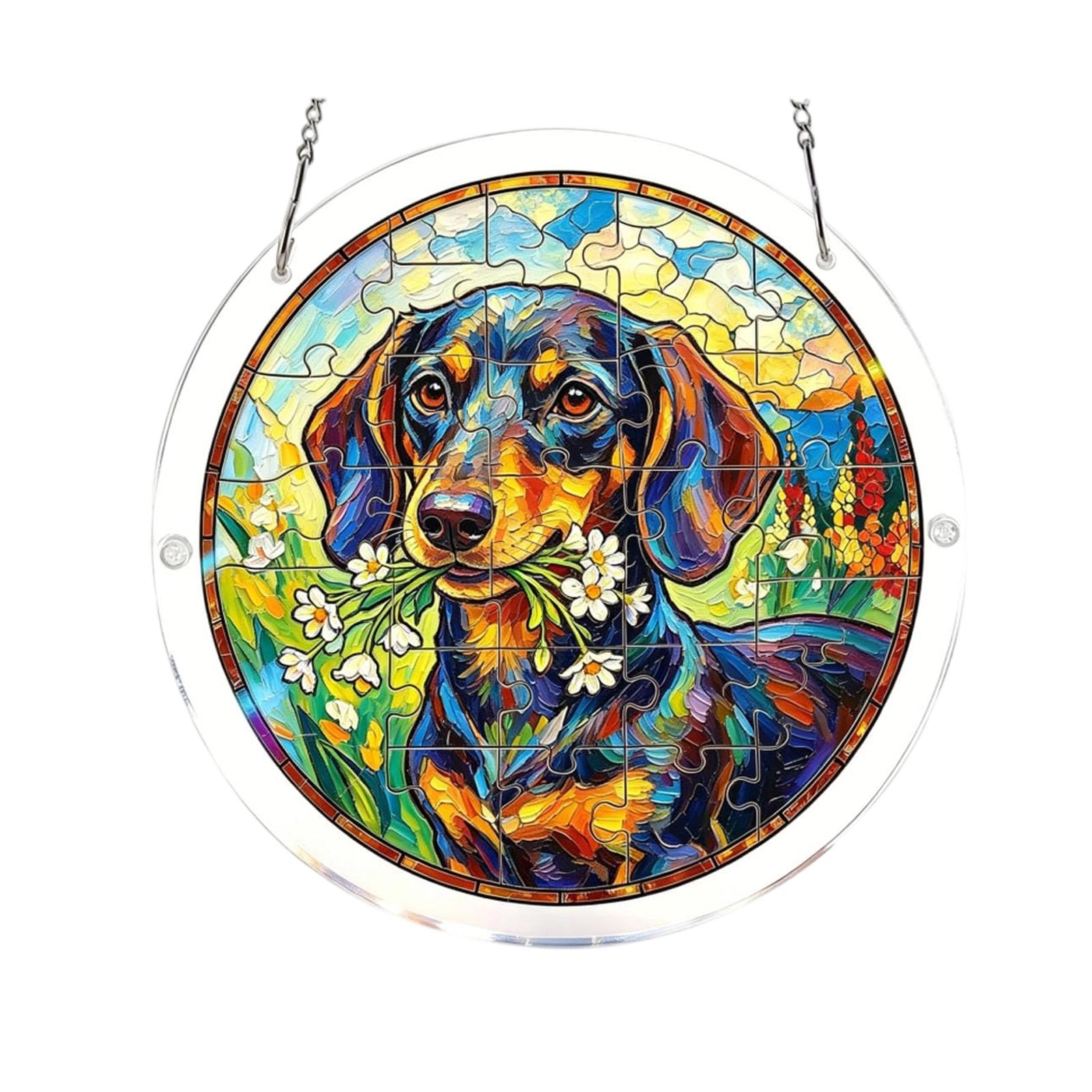Round 2D Acrylic Hanging Puzzle Featuring Detailed Dachshund Dog Design with Interlocking Pieces for Decorative Display and Collectible Use One Size
Round 2D Acrylic Hanging Puzzle Featuring Detailed Dachshund Dog Design with Interlocking Pieces for Decorative Display and Collectible Use One Size