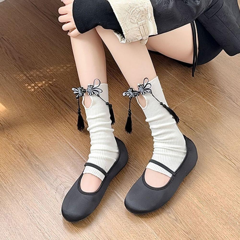 Chinese Hanfu Style Buckle Tassel Leg Socks New Year Leg Warmers Trendy Leg Covers Women рожевий/білий
Chinese Hanfu Style Buckle Tassel Leg Socks New Year Leg Warmers Trendy Leg Covers Women рожевий/білий