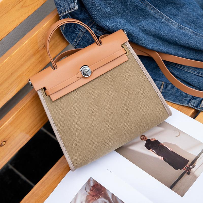 2025 новая сумка из холщовой льняной воловьей кожи, универсальная ретро-сумка из платины, сумка через плечо, портативная женская сумка-тоут 25cm