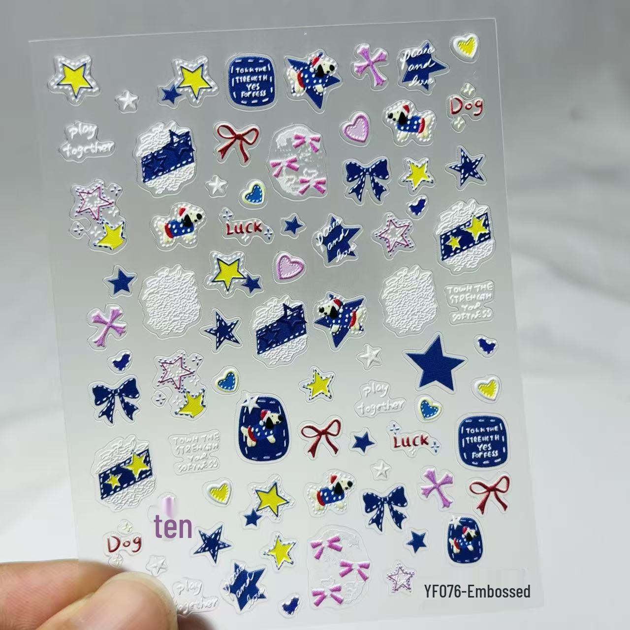 3D Embossed Denim Nail & Phone Art Stickers - Cool Star Design
3D Embossed Denim Nail & Phone Art Stickers - Cool Star Design