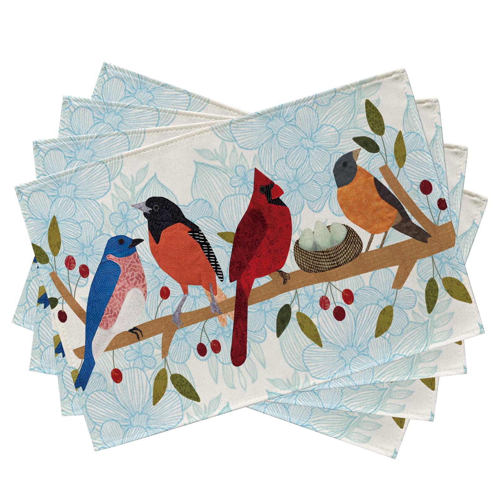 Spring Birds Tree Branches Placemats Set of 4, Cardinal Bluebird Bullfinch Dining Table Place Mats, Summer Seasonal Farmhouse Kitchen Decor Hom 4Pcs-12 X18
Spring Birds Tree Branches Placemats Set of 4, Cardinal Bluebird Bullfinch Dining Table Place Mats, Summer Seasonal Farmhouse Kitchen Decor Hom 4Pcs-12 X18