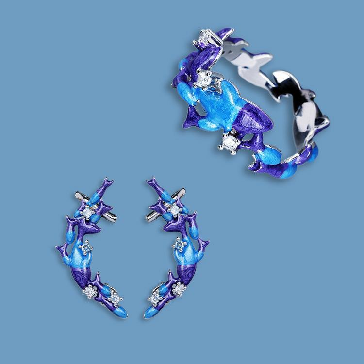Summers New Animal Dolphin Earrings Ring Set Enamel Gradient Irregular Casual Cartoon Cute Mix
Summers New Animal Dolphin Earrings Ring Set Enamel Gradient Irregular Casual Cartoon Cute Mix