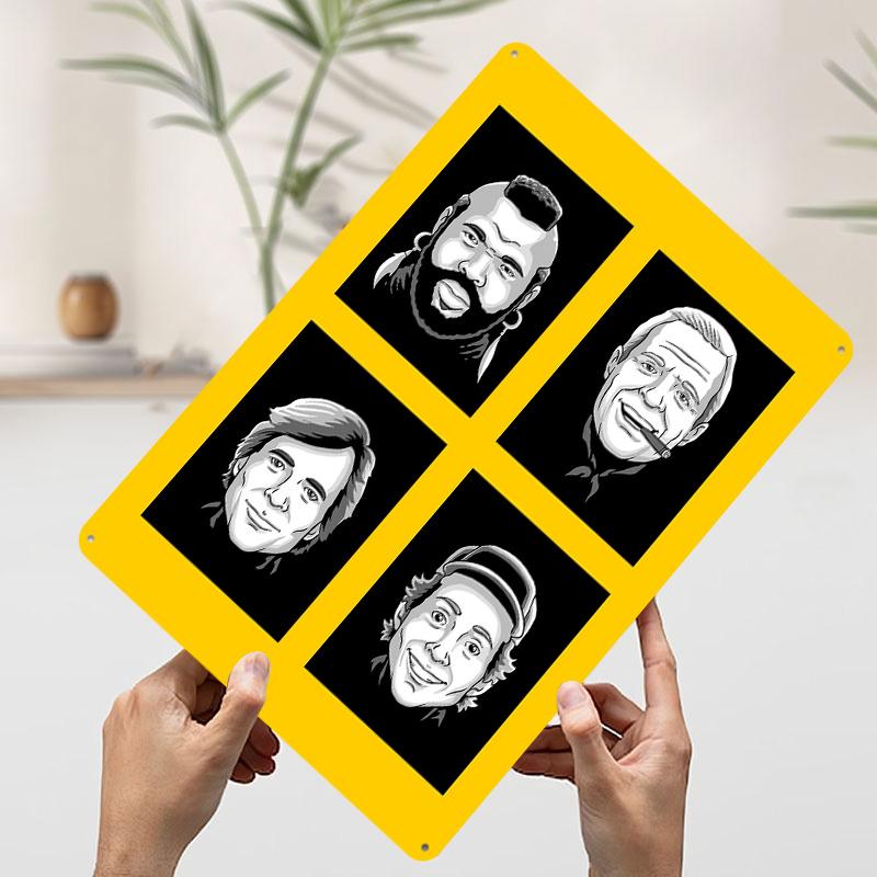 The ATeam Cartoon Portraits Poster Customized Wall Art Vintage Metal Signs Retro Tin Plaque for Man Cave Mancave Decoration 7.9x11.8In(20x30cm)
The ATeam Cartoon Portraits Poster Customized Wall Art Vintage Metal Signs Retro Tin Plaque for Man Cave Mancave Decoration 7.9x11.8In(20x30cm)
