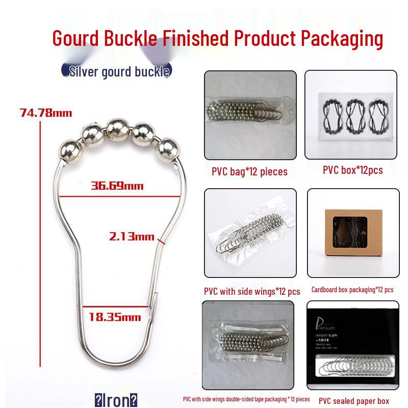 Stainless Steel Five-Bead Gourd Buckle Shower Curtain Hooks (No-Punch Design) Single bulk
Stainless Steel Five-Bead Gourd Buckle Shower Curtain Hooks (No-Punch Design) Single bulk