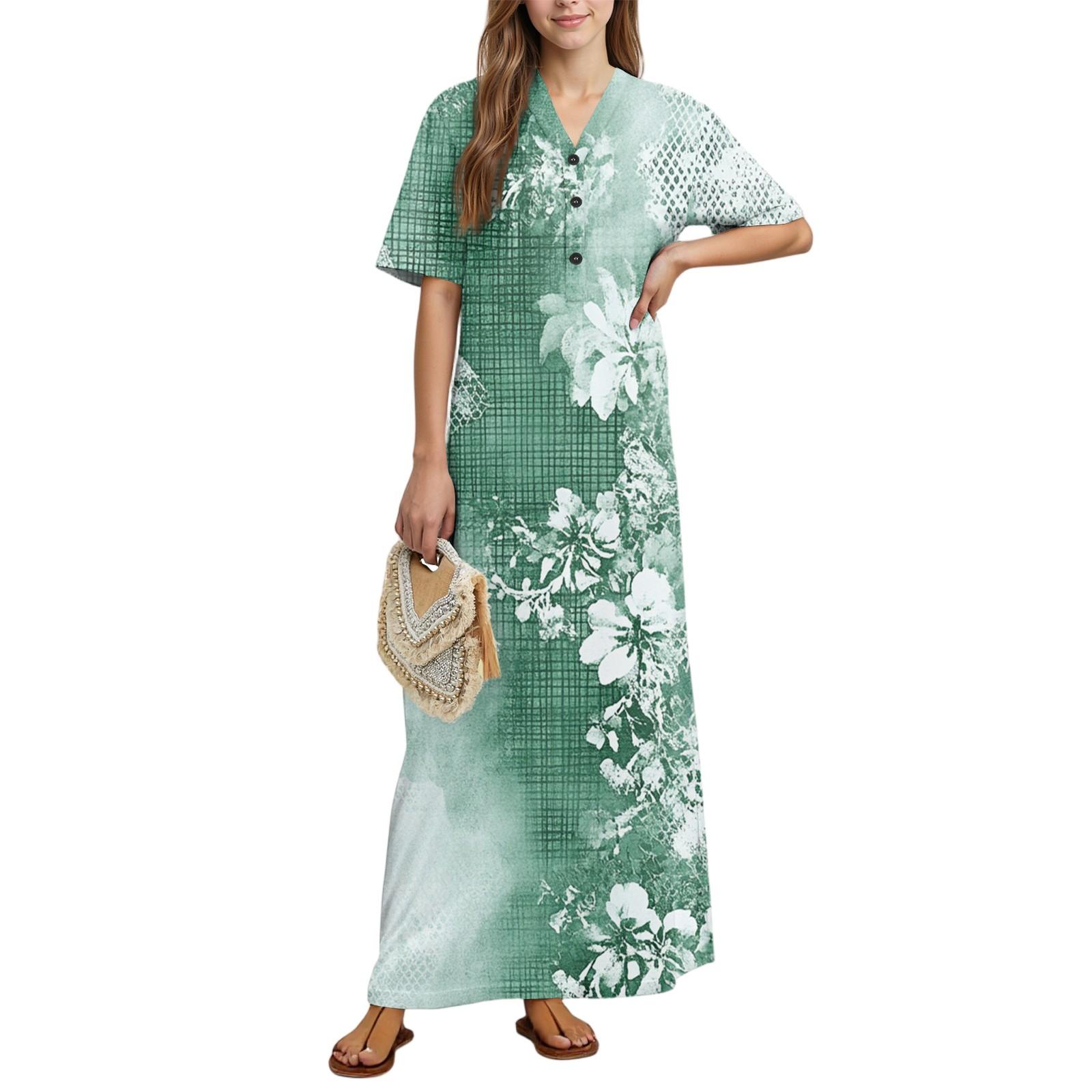 Women s Fashion Printed Nightgown Home Clothes Short Sleeve Nightgown With Pockets Long Dress XXL зелений
Women s Fashion Printed Nightgown Home Clothes Short Sleeve Nightgown With Pockets Long Dress XXL зелений