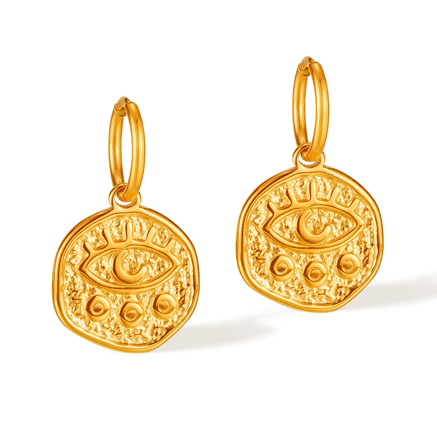 Rockyu Earrings for Women Gold Stainless Steel Eye Motif 18mm Antique Style Lightweight Metal Hypoallergenic Christmas Gift
Rockyu Earrings for Women Gold Stainless Steel Eye Motif 18mm Antique Style Lightweight Metal Hypoallergenic Christmas Gift