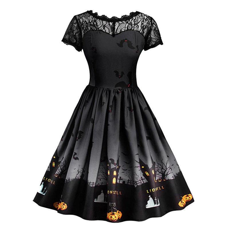 Alluring Women Short Sleeve Halloween Retro Lace Vintage Dress For Effortless Holiday Fashion Tag S=US XXS чорний
Alluring Women Short Sleeve Halloween Retro Lace Vintage Dress For Effortless Holiday Fashion Tag S=US XXS чорний