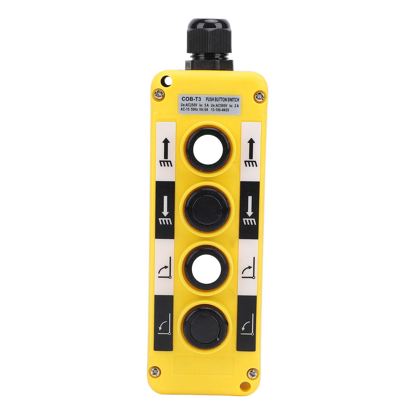 Electric Hoist Crane Pushbutton Switch 4 Buttons IP68 Rainproof Industrial Hoist Crane Controller
Electric Hoist Crane Pushbutton Switch 4 Buttons IP68 Rainproof Industrial Hoist Crane Controller