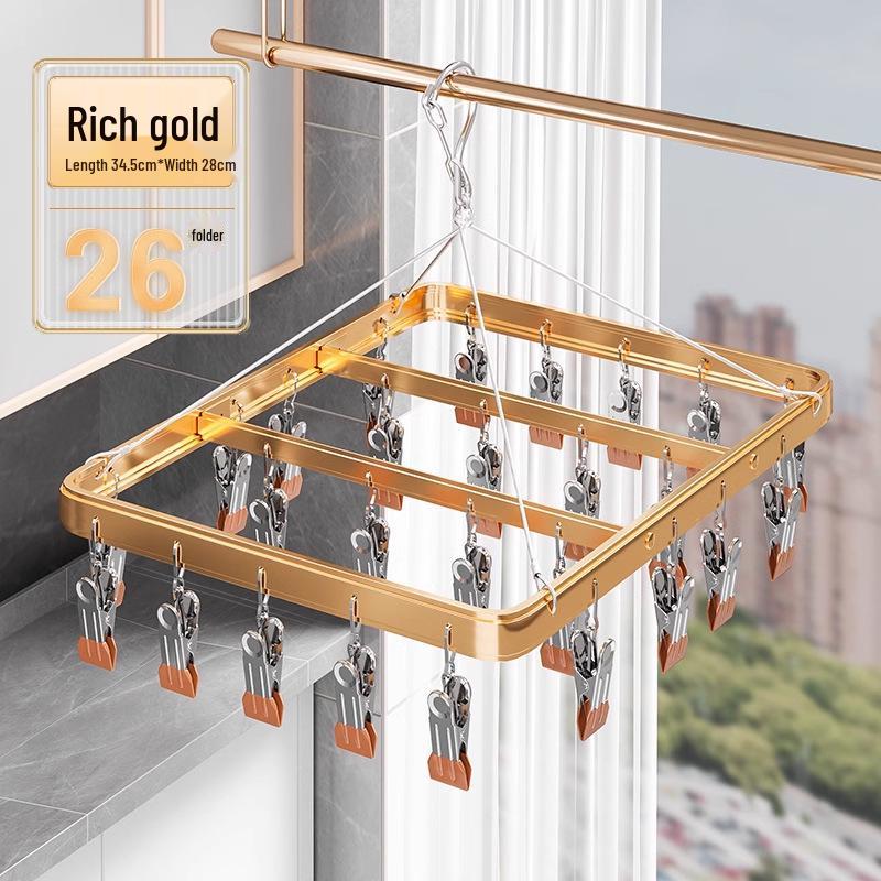 Aluminum Alloy Drying Rack with Clips for Socks, Balcony, Baby Garments, and Underwear. 1 Piece
Aluminum Alloy Drying Rack with Clips for Socks, Balcony, Baby Garments, and Underwear. 1 Piece
