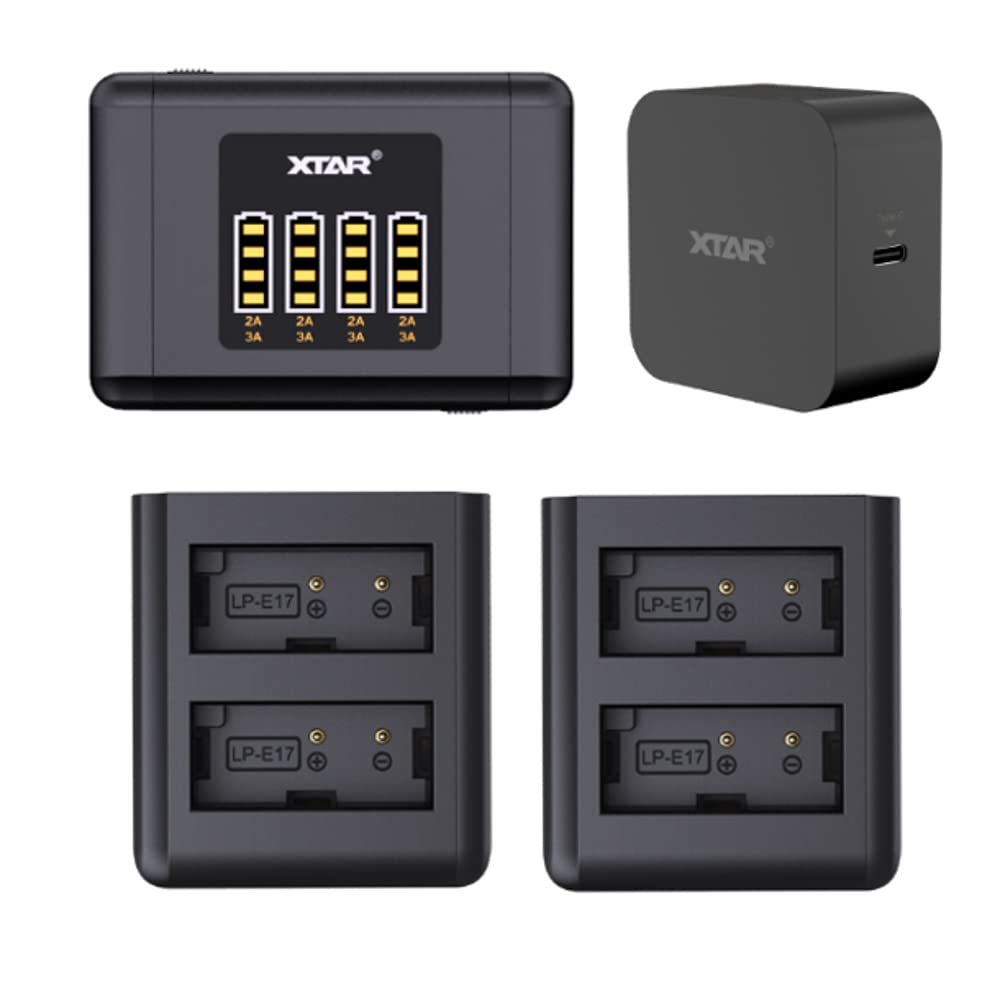 XTAR SN4 Camera Charger with 45W Wall Supports Simultaneous Charging of 4 Canon Camera Batteries USB-C Adapter, LP-E17 (SN4+LP-E17+PD45)
XTAR SN4 Camera Charger with 45W Wall Supports Simultaneous Charging of 4 Canon Camera Batteries USB-C Adapter, LP-E17 (SN4+LP-E17+PD45)