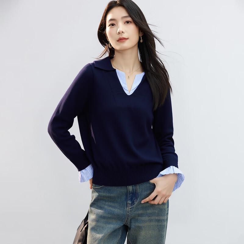 HSTYLE Color Block Lapel Knit Sweater One Size F
HSTYLE Color Block Lapel Knit Sweater One Size F