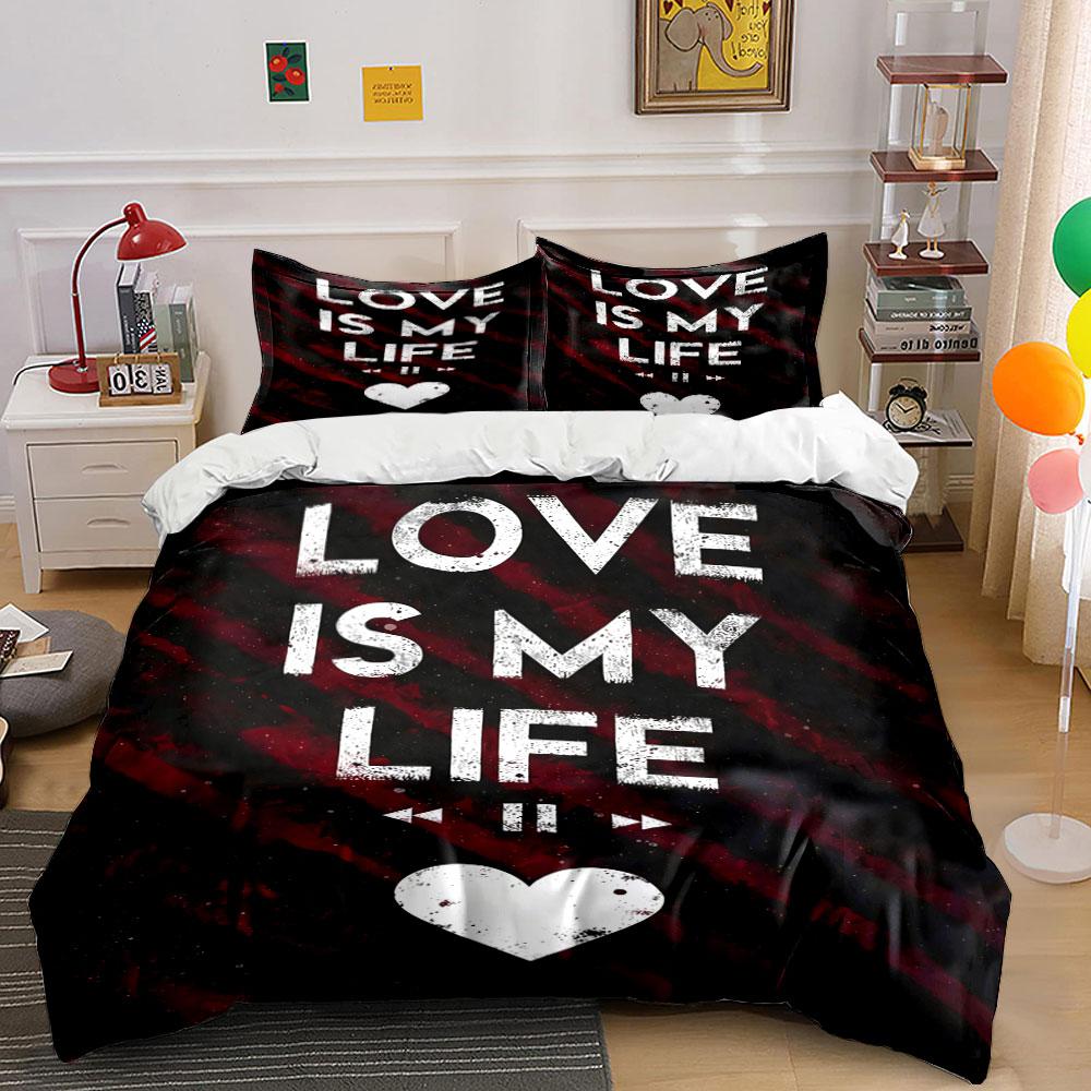 Text and heart graphics. Bedding sets Duvet cover sets Duvet covers Pillowcases(1 * Duvet Cover 2 * Pillowcases, without duvet insert) 135x200cm
Text and heart graphics. Bedding sets Duvet cover sets Duvet covers Pillowcases(1 * Duvet Cover 2 * Pillowcases, without duvet insert) 135x200cm