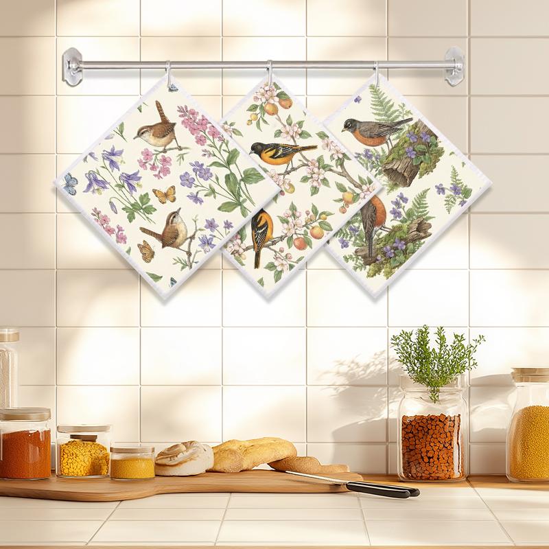 Cleaning Dishcloths Reusable Kitchen Dish Towels Bird Flowers Pattern Dishcloth Absorbent Lint Free Cloth Washable Duster Rags Tea Towels J116A-3PCS
Cleaning Dishcloths Reusable Kitchen Dish Towels Bird Flowers Pattern Dishcloth Absorbent Lint Free Cloth Washable Duster Rags Tea Towels J116A-3PCS